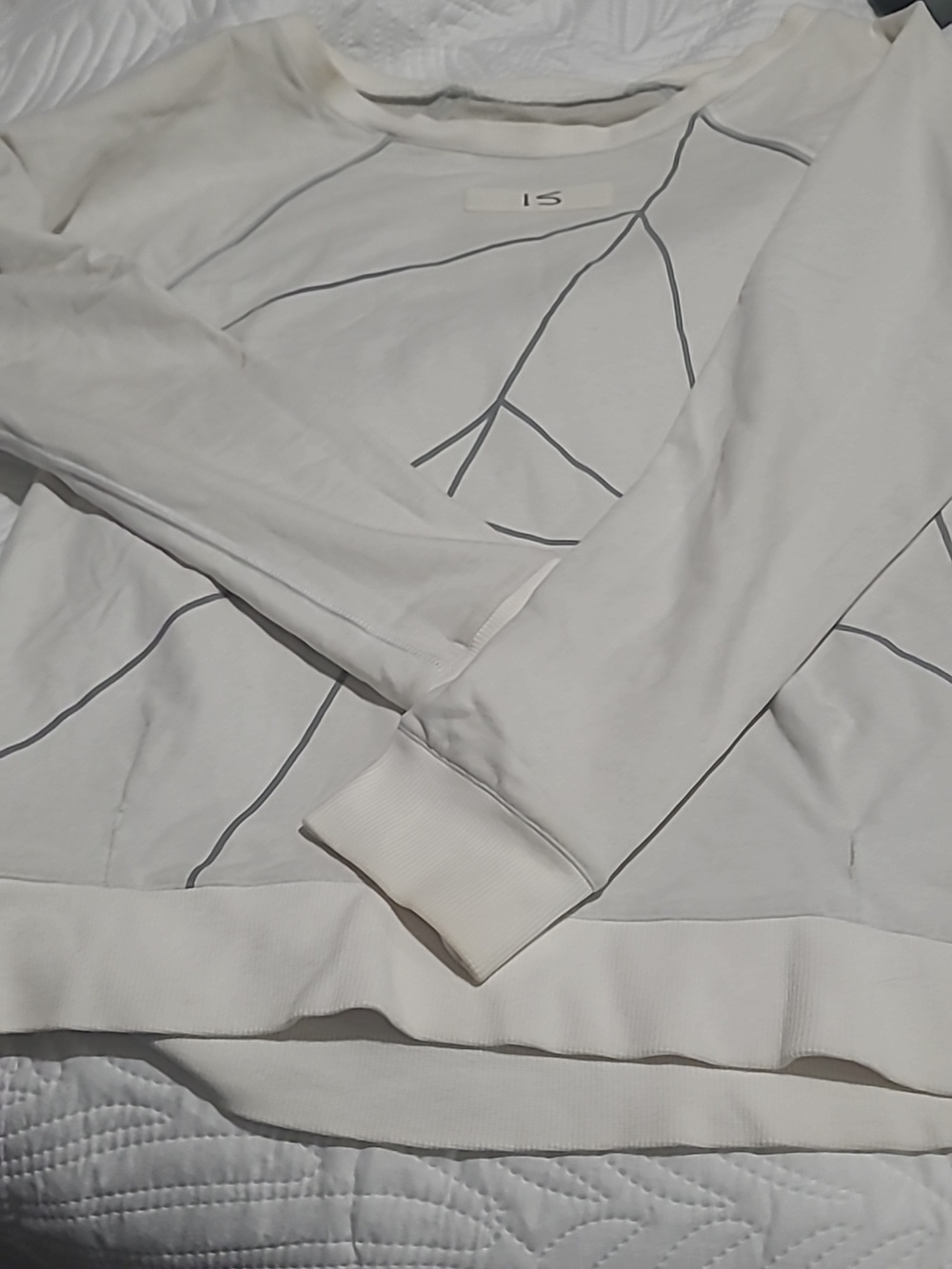 White Crewneck Sweater with Minimal Gray Line Detail